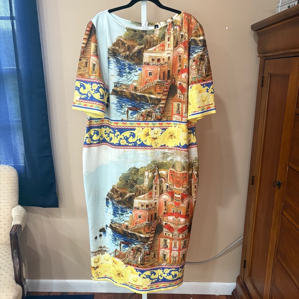 STYLEWE Colorful Coastal Print Midi Dress SIZE 4X
